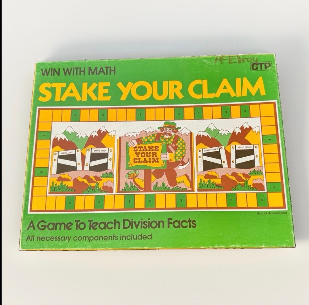 Vintage CTP Stake Your Claim Win With Math Division Game Complete Laminated